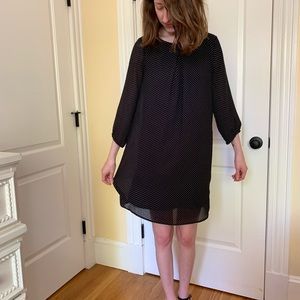 H&M Black 3/4 Sleeve Dress With White Dots